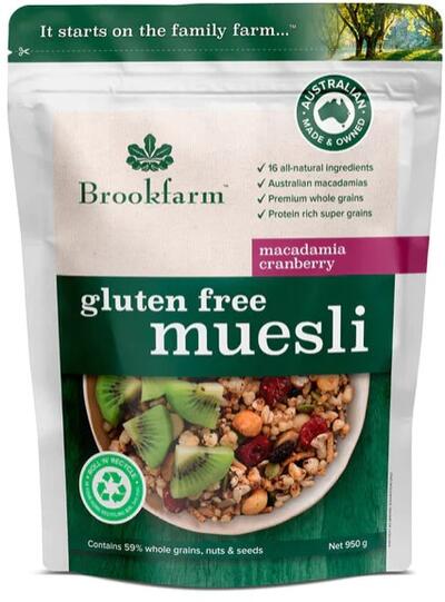 Brookfarm Gluten Free Cranberry & Macadamia Muesli 350G